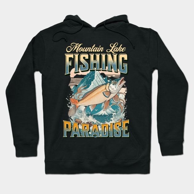 Mountain Lake Fishing Paradise vintage design Hoodie by Bellinna